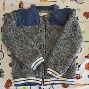 Tucker + Tate Gray Sherpa Jacket with Blue Trim